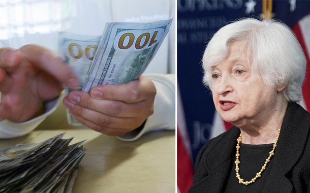 Notas de dólar e Janet Yellen