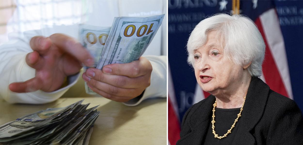 Notas de dólar e Janet Yellen