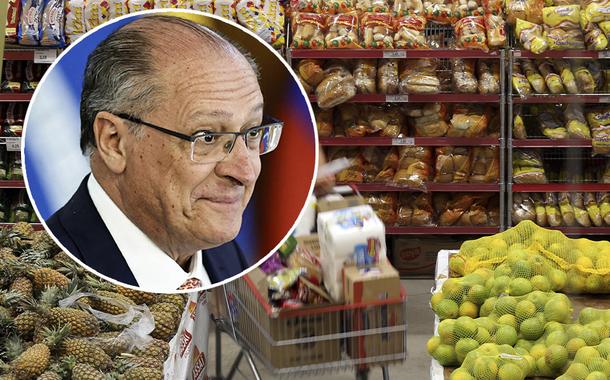 Geraldo Alckmin e alimentos em supermercado