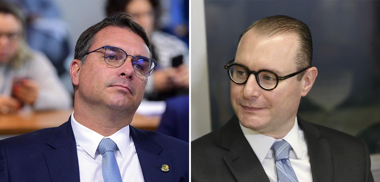 Flávio Bolsonaro (à esq.) e Cristiano Zanin