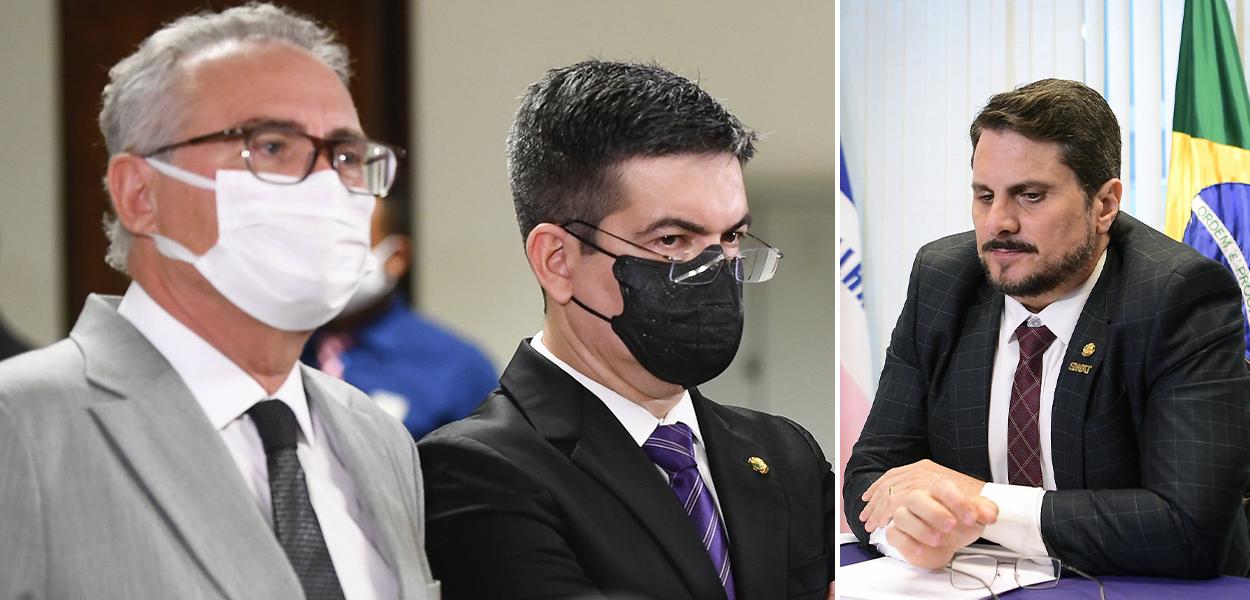 Montagem (da esq. para a dir.): Renan Calheiros (MDB-AL), Randolfe Rodrigues (sem partido-AP) e Marcos do Val (Podemops-ES)