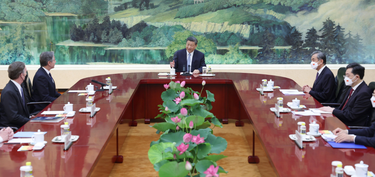 Xi Jinping, Antony Blinken e oficiais de alto escalão da China e dos Estados Unidos se encontram em Beijing, China, 19/6/23