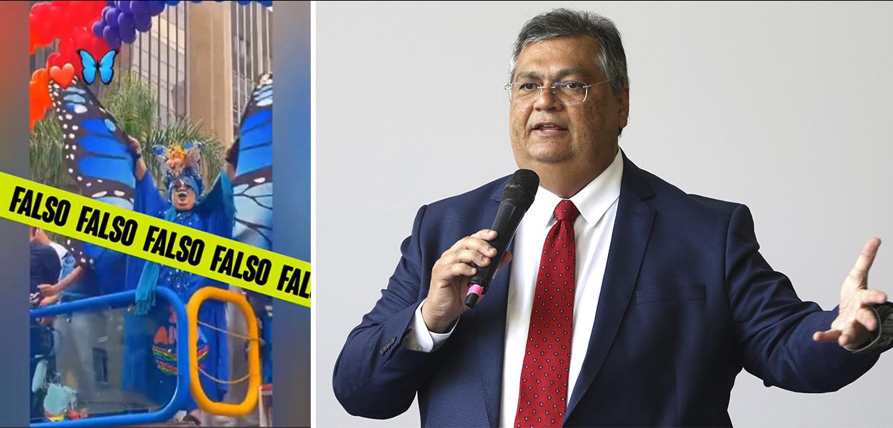 Ministro Flávio Dino e fake news publicada contra ele (Foto: Reprodução/Twitter | Agência Brasil) Ministro Flávio Dino e fake news publicada contra ele
