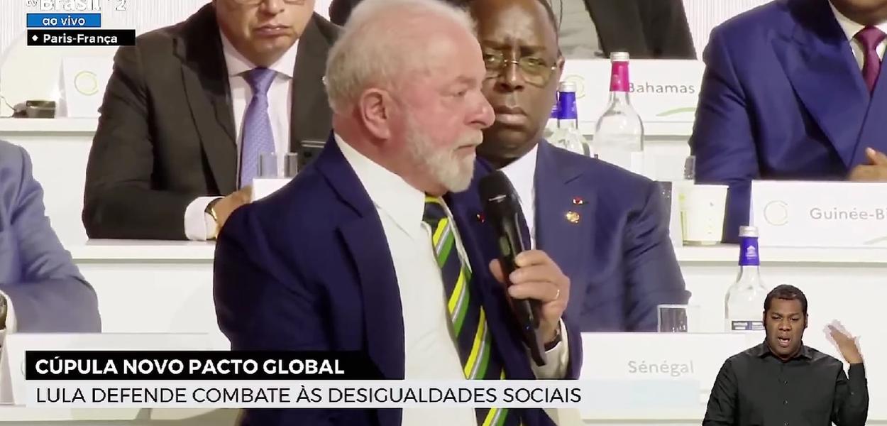 Lula discursa na reunião do Novo Pacto Financeiro Global, em Paris