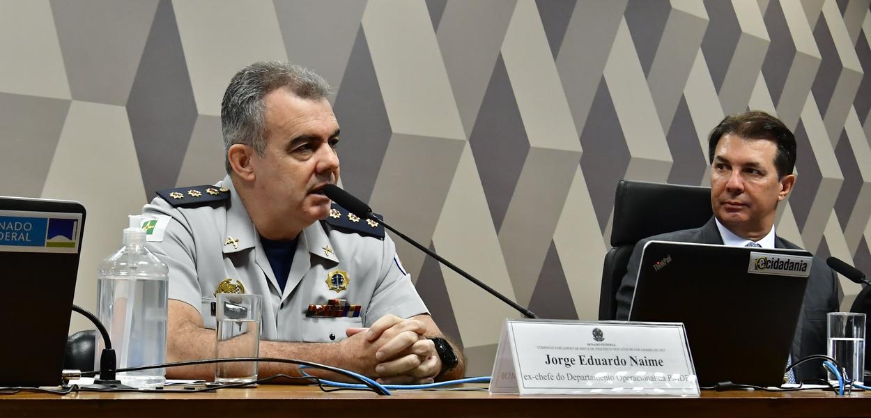Ex-chefe do Departamento de Operações da Polícia Militar do Distrito Federal, coronel Jorge Eduardo Naime depõe à CPI dos Atos Golpistas (Foto: Waldemir Barreto/Agência Senado) Ex-chefe do Departamento de Operações da Polícia Militar do Distrito Federal, coronel Jorge Eduardo Naime depõe à CPI dos Atos Golpistas