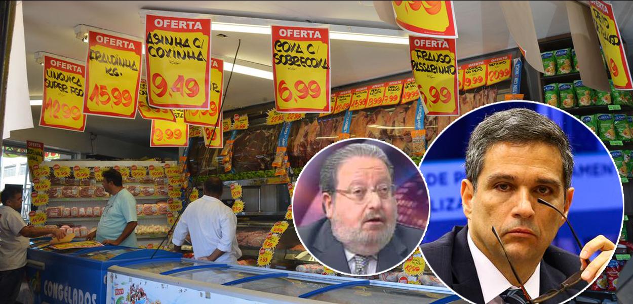 Supermercado, José Paulo Kupfer (de óculos) e Roberto Campos Neto