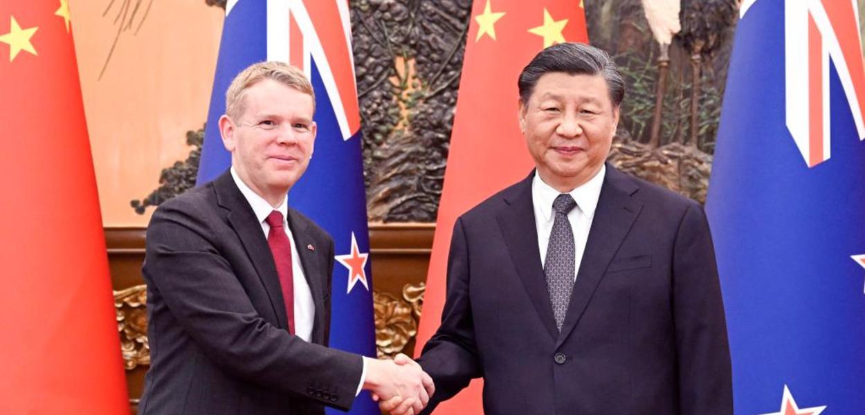 Presidente da China, Xi Jinping, e primeiro-ministro da Nova Zelândia, Chris Hipkins