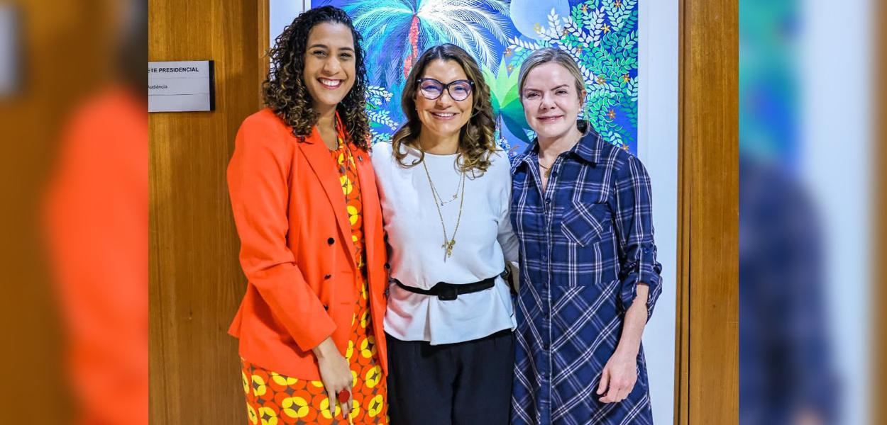 Anielle Franco, Janja da Silva e Gleisi Hoffmann