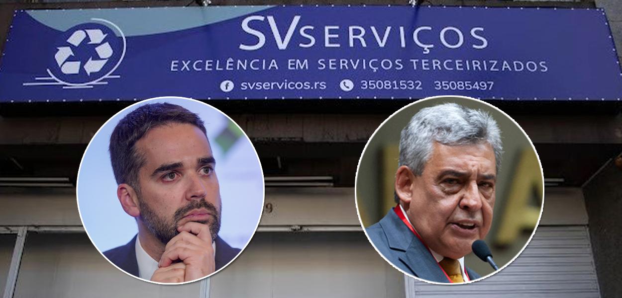 Empresa terceirizada, Eduardo Leito (círculo, à esq.) e Sebastião Melo