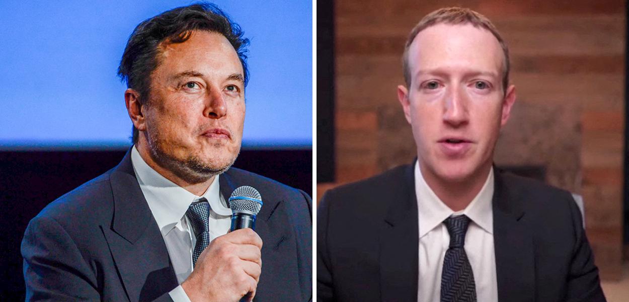 Elon Musk (à esq.) e Mark Zuckerberg