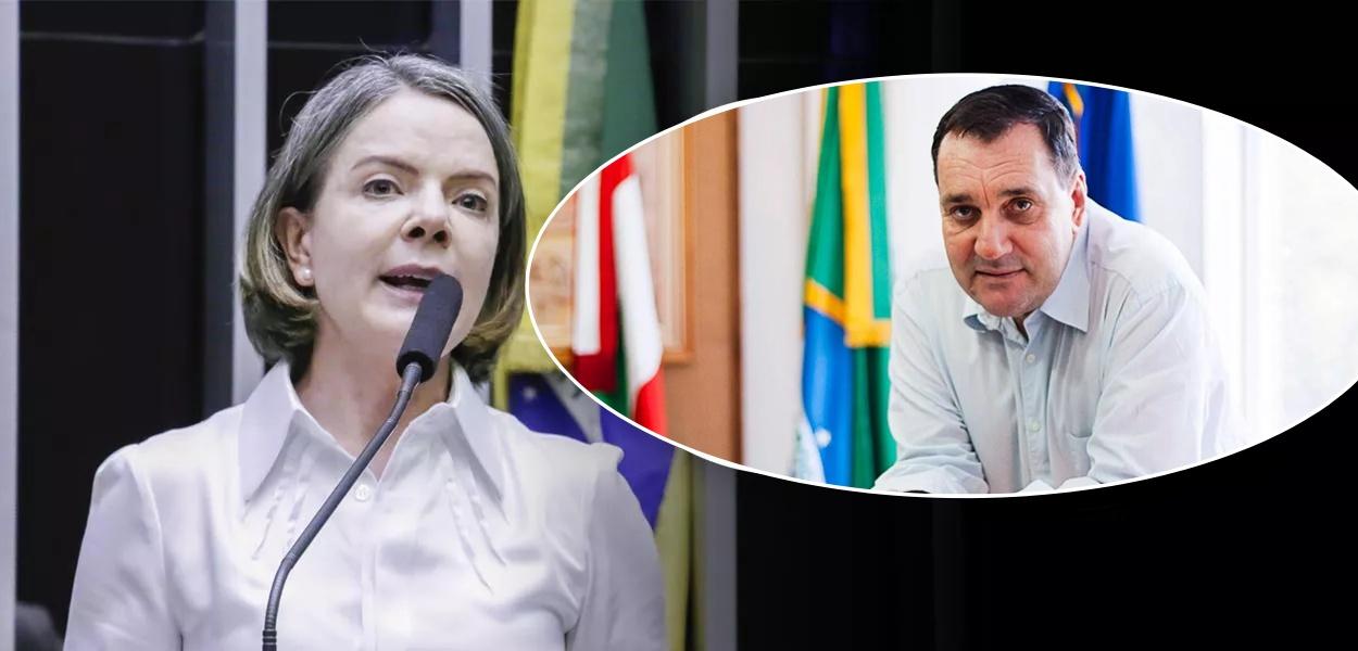 Gleisi Hoffmann e o reitor Luiz Carlos Cancellier