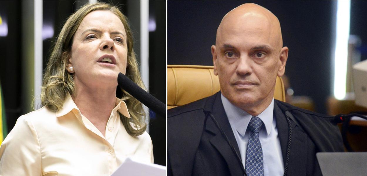 Gleisi Hoffmann e Alexandre de Moraes 